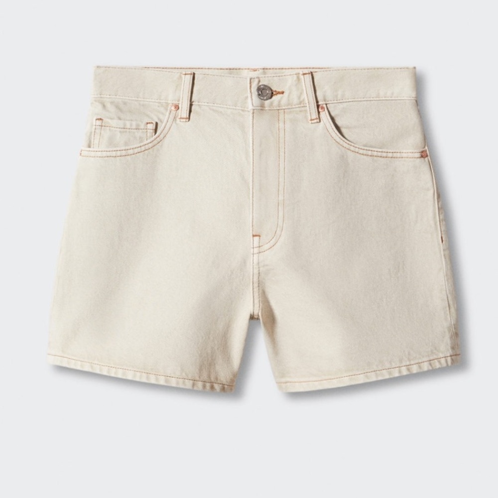 High-rise denim shorts, tan color size 2 from mango